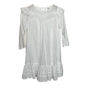 NWT DRA Los Angeles Eyelet Ruffle Short Mini Dress Women’s Sz Medium White